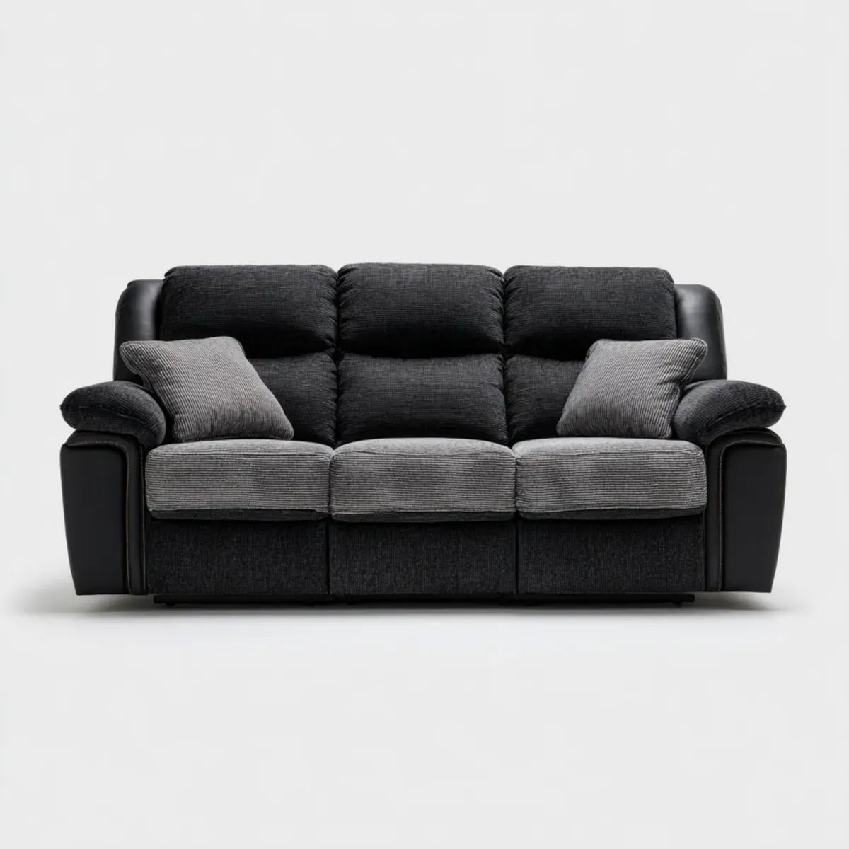 Sofa, Szara i czarny 210 x 95 x 100 cm w poliestrowej i prostokątnej sofie PU