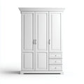 Szafa 3-drzwiowa 3 szuflady biały 150 x 60 x 220 cm w prostokątnych panelach MDF