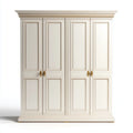 Szafa szafowa 4 drzwi z kości słoniowej i złota w MDF 240 x 60 x 240 cm prostokątne