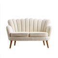 Sofa 2 krem z poliestrem z zaciśniętym oparciem 150 x 76 x 96 cm