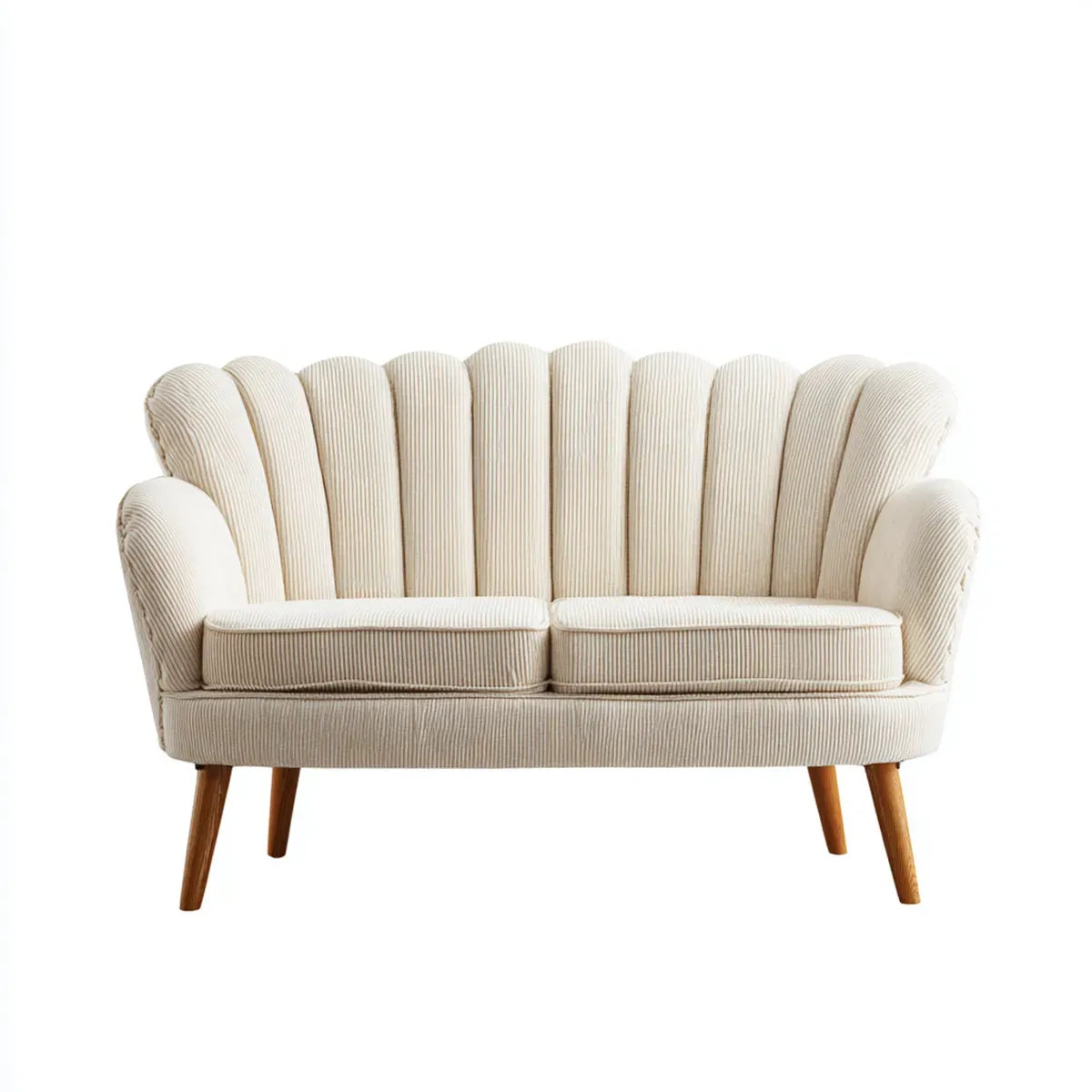 Sofa 2 krem z poliestrem z zaciśniętym oparciem 150 x 76 x 96 cm