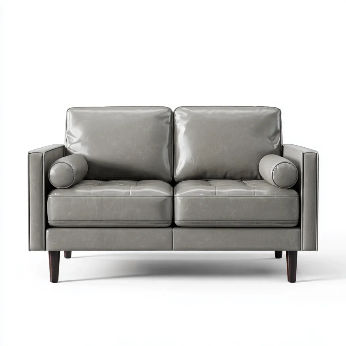Sofa 2 miejsca szary PU skóra prostokątna kształt 140 x 82 x 85 cm
