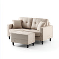 Sofa 2 fotele z beżowymi pufami w prostokątnym poliestrze 150 x 85 x 86 cm