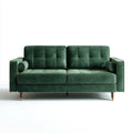 Sofa 2 ciemnozielone miejsca w aksamicie poliestrowym 160 x 85 x 88 cm prostokątne