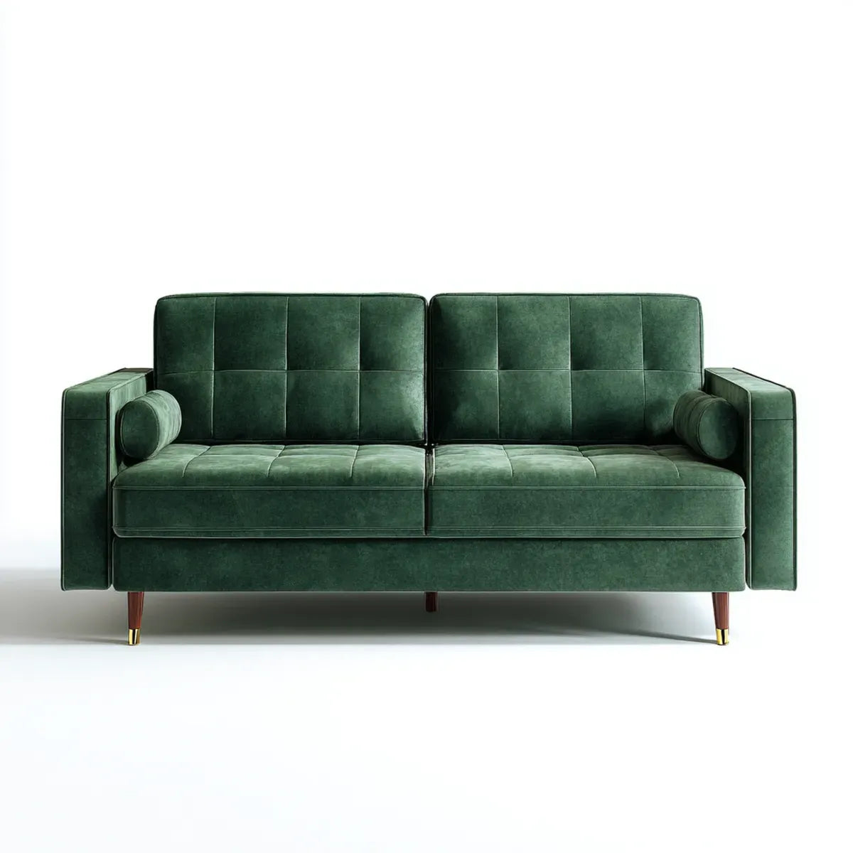Sofa 2 ciemnozielone miejsca w aksamicie poliestrowym 160 x 85 x 88 cm prostokątne