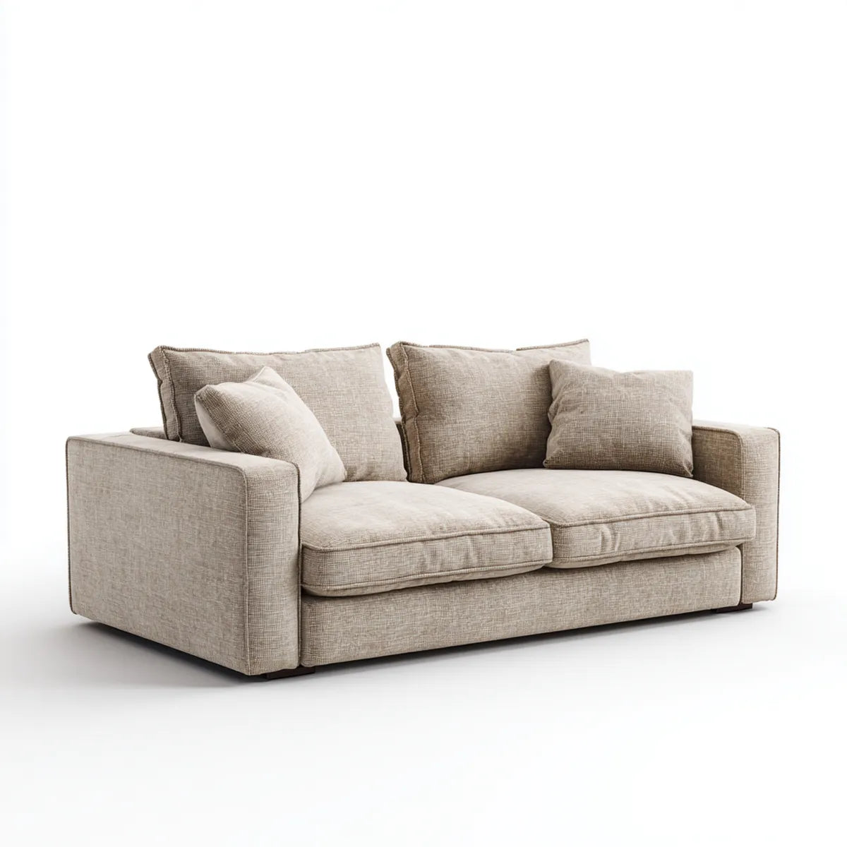 Sofa 2 beżowe fotele 180 x 95 x 85 cm w prostokątnym kształcie poliestru