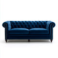 Sofa, Chesterfield sofa 2 niebieskie miejsca 180 x 90 x 75 cm w poliestrowym aksamitnym prostokątnym kształcie