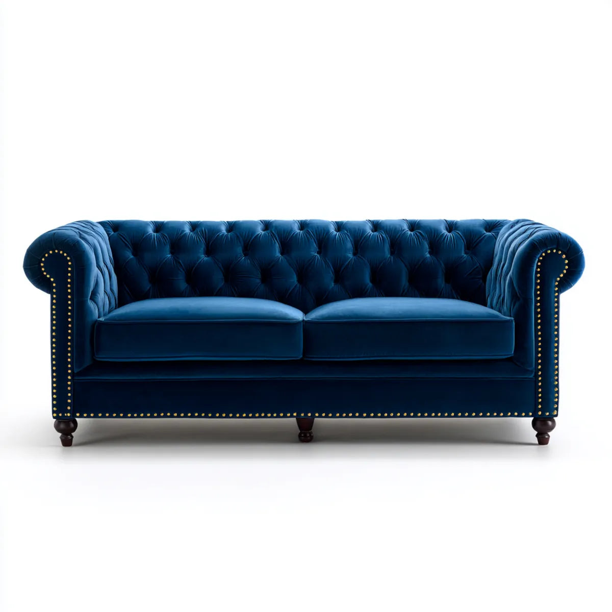 Sofa, Chesterfield sofa 2 niebieskie miejsca 180 x 90 x 75 cm w poliestrowym aksamitnym prostokątnym kształcie