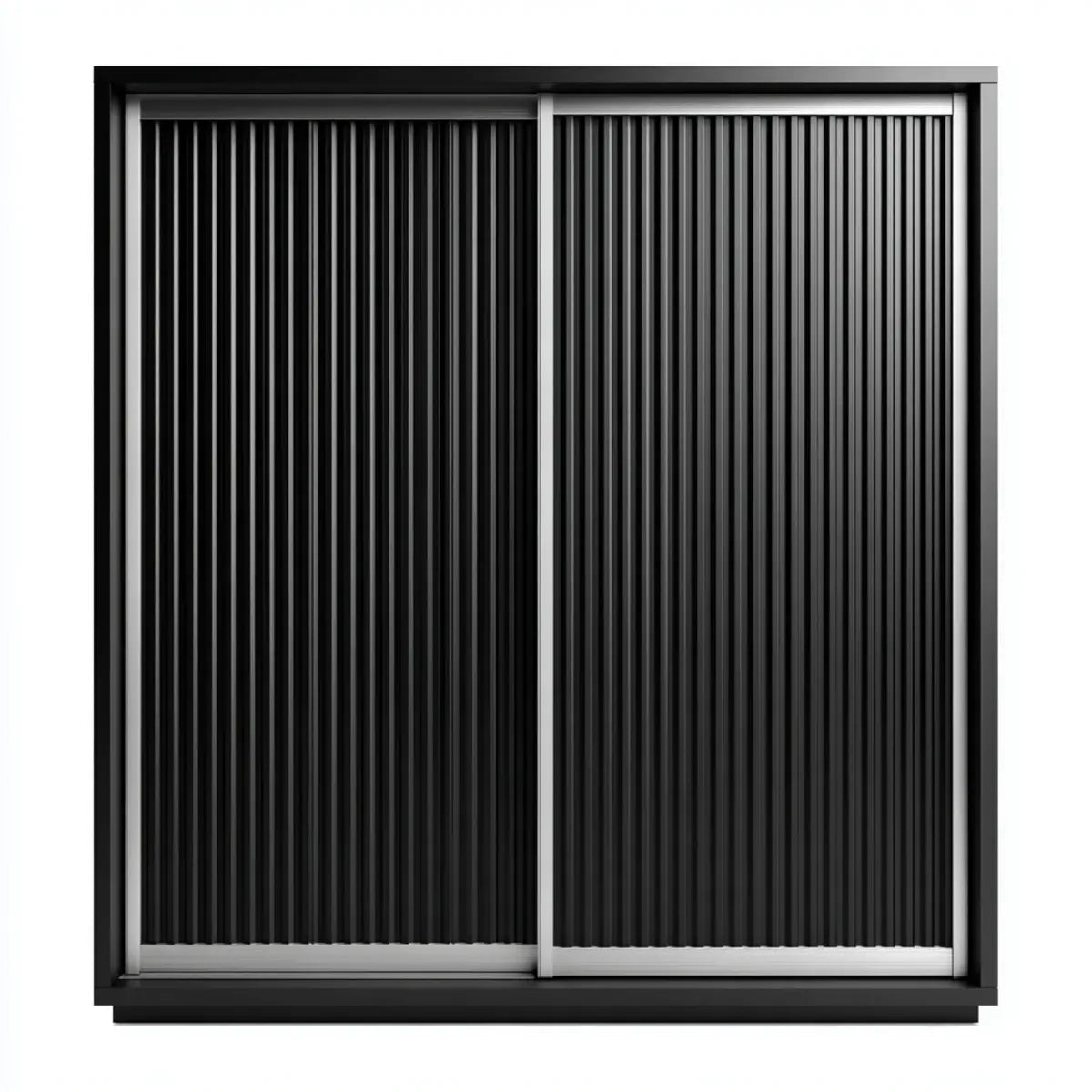 Szafa z drzwiami przesuwanymi Czarna srebro 120 x 60 x 200 cm stal aluminium prostokątne