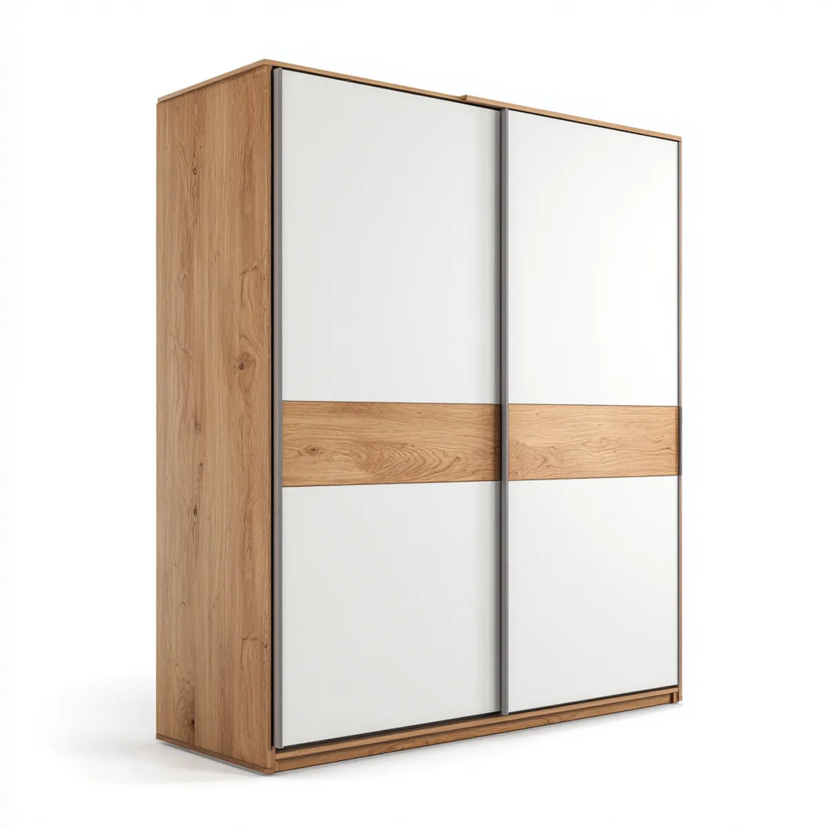 Szafa, Pływająca szafa drzwi Dąb biały 180 x 60 x 200 cm prostokątna płyta wiórowa