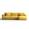 Sofa, Rożna sofa 3 miejsca żółty musztarda w poliester aksamit 280 x 160 x 85 cm