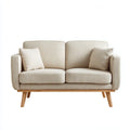 Sofa 2 beżowe poliestrowe fotele o konstrukcji litej 140 x 80 x 82 cm prostokątne
