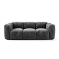 Sofa, 3 fotel szara, aksamitna sofa w poliestrowym, żebrowanym prostokątnym kształcie 220 x 95 x 75 cm