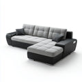 Sofa, Rożna sofa 4 miejsca szare i czarne 270 x 165 x 90 cm w poliestrze i ze skóry PU