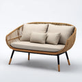 Sofa ogrodowa, Taras 2-osobowy Beżowa przyroda 140 x 75 x 85 cm akacja drewniana lina polipropylenowa Oval