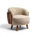 Fotel tapicerowany Beige 72 x 78 x 76 cm poliester Bouclé z oknem z orzechami
