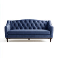 Sofa, 3- fotela sofa niebieski z przyciskiem zszywki 198 x 86 x 86 cm poliester prostokątna