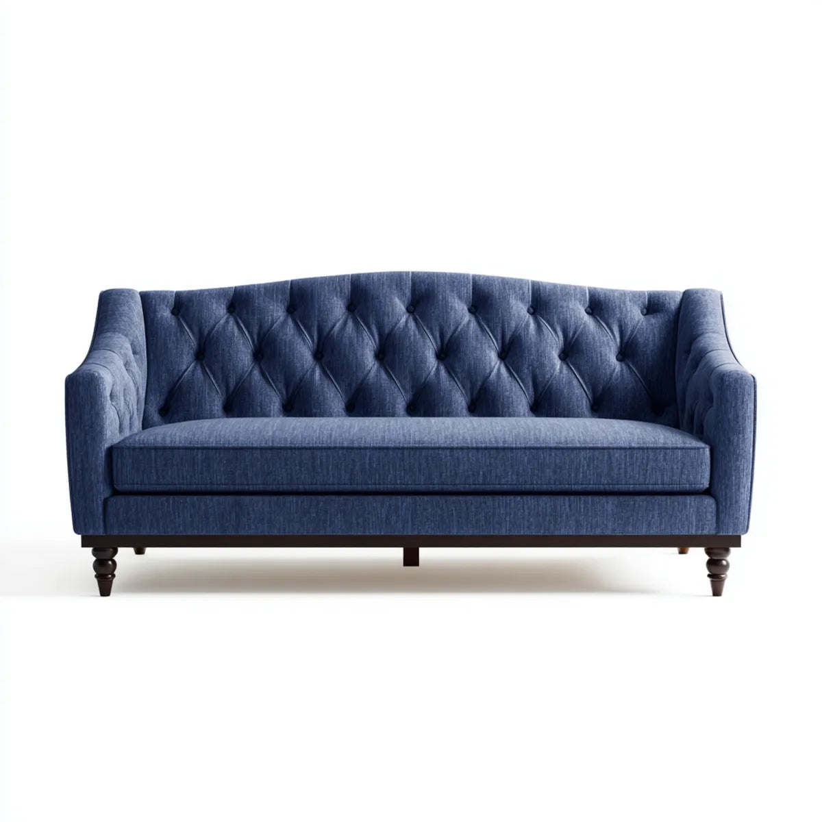 Sofa, 3- fotela sofa niebieski z przyciskiem zszywki 198 x 86 x 86 cm poliester prostokątna