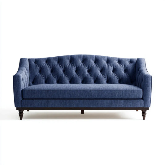 Sofa, 3- fotela sofa niebieski z przyciskiem zszywki 198 x 86 x 86 cm poliester prostokątna