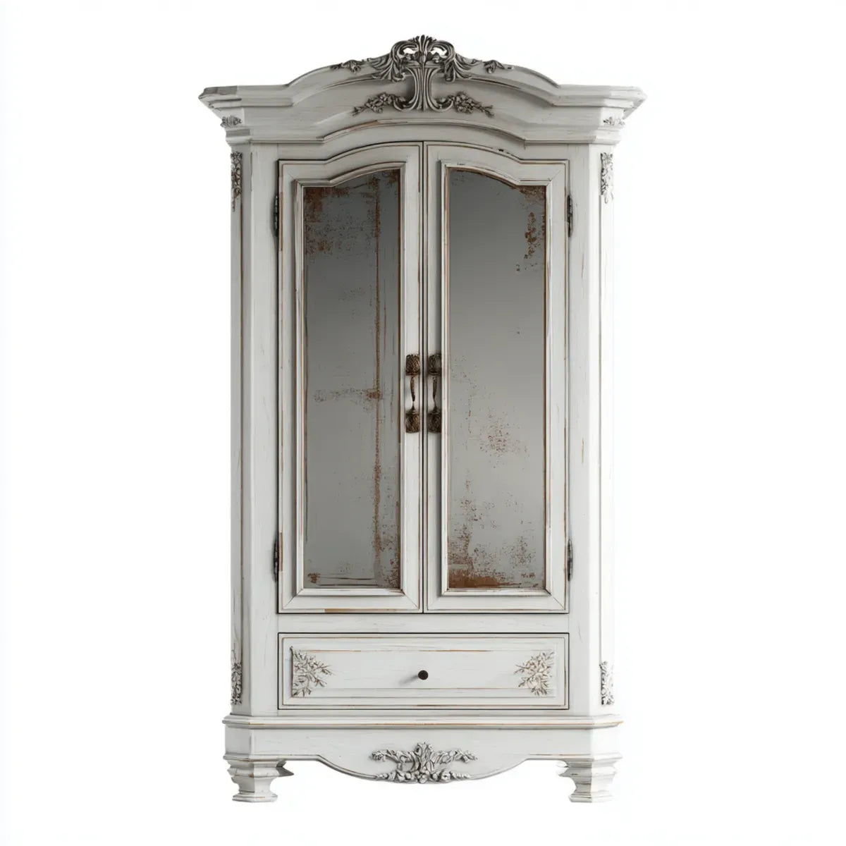 Szafa szafowa 2 drzwi białe lustro 105 x 50 x 210 cm w prostokątnym MDF