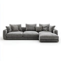 Sofa, Kanapa narożna 3 fotele w szarym poliestrze z krzesełkiem z prawej strony 280 x 160 x 85 cm