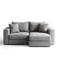 Sofa, Kanapa narożna z krzesełkiem z prawej szarej poliestru 220 x 160 x 85 cm