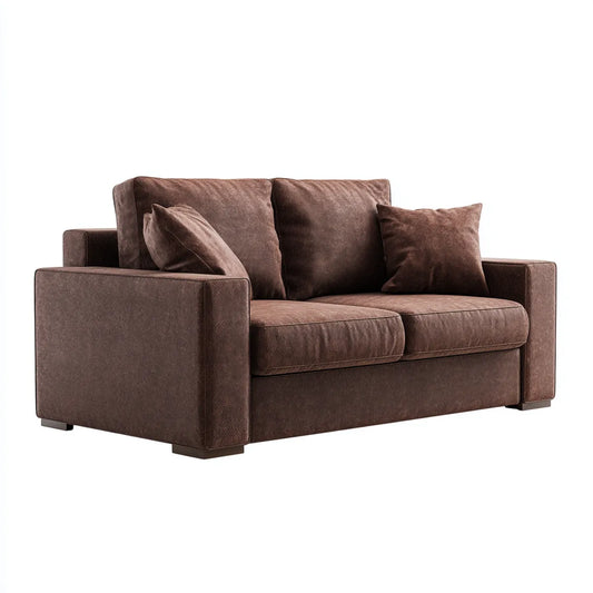 Sofa 2 brązowe miejsca w prostokątnym poliestrze 180 x 90 x 85 cm