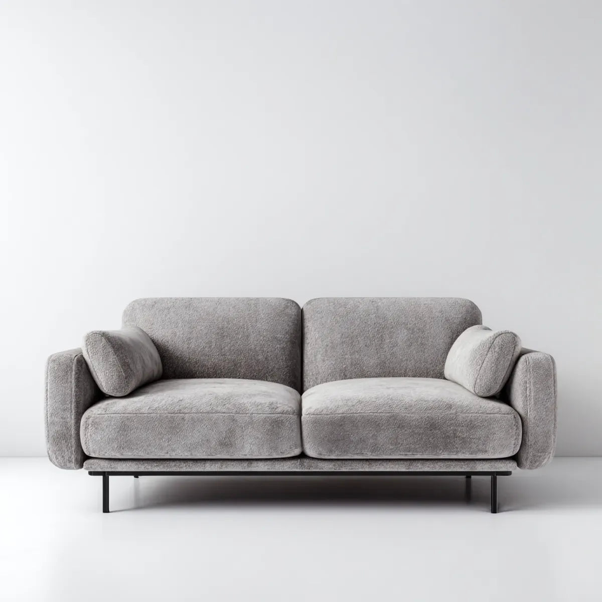 Sofa, Szara sofa poliestrowa z poduszkami cylindrycznymi 180 x 90 x 78 cm
