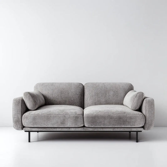 Sofa, Szara sofa poliestrowa z poduszkami cylindrycznymi 180 x 90 x 78 cm