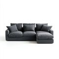 Sofa, Kanapa narożna 3 fotele z krzesełkiem z szarym antracytem 280 x 160 x 85 cm w kształcie poliestru L
