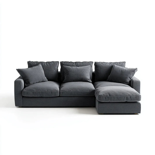 Sofa, Kanapa narożna 3 fotele z krzesełkiem z szarym antracytem 280 x 160 x 85 cm w kształcie poliestru L