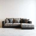 Sofa, Kanapa narożna z ciemnoszarym prawym krzesełkiem w poliestrowym mikrofibrze przy 280 x 165 x 85 cm