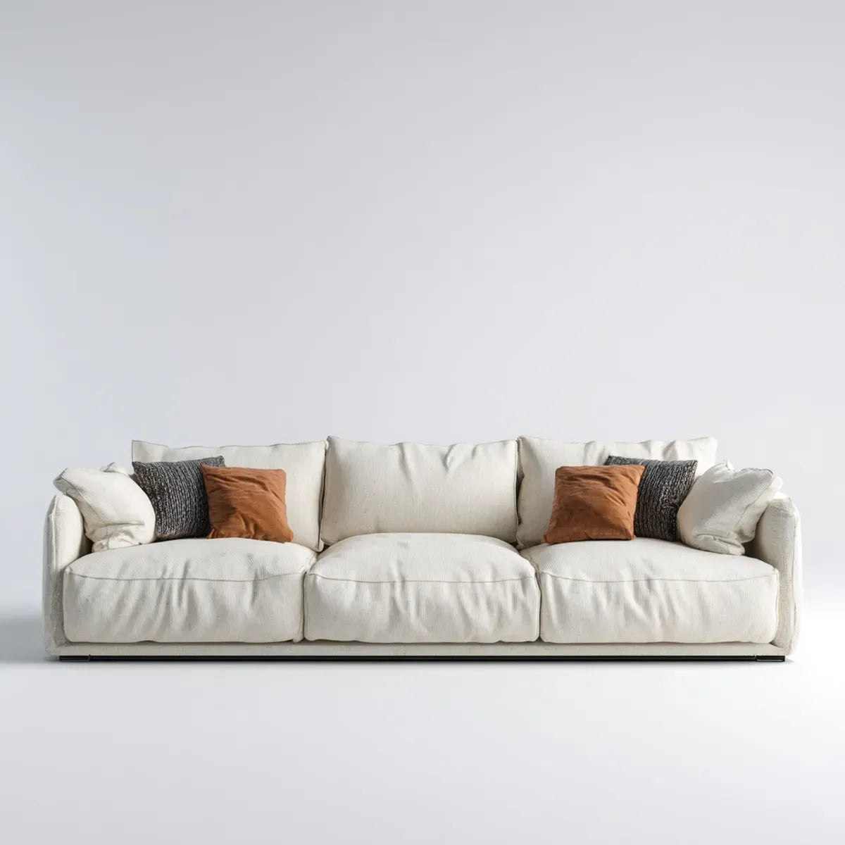 Sofa, 3 fotela liniowa sofa z kości słoniowej 240 x 100 x 85 cm powłoka poliestrowa