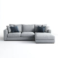 Sofa, Kanapa narożna z prawym, jasnoszarym półwyspem 260 x 160 x 85 cm w kształcie poliestru L
