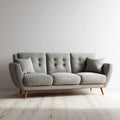 Sofa, 3 fotela szara, poliestrowa kanapa z drewnianymi nogami 210 x 85 x 85 cm proste