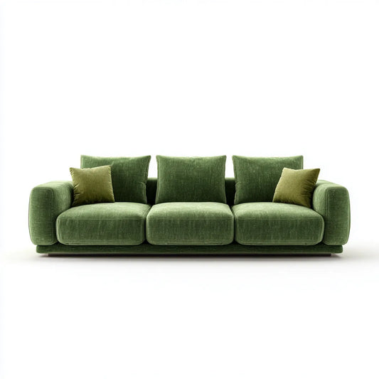 Sofa, 3 fotele zielone prostokątne poliestrowe aksamitne sofa 240 x 100 x 85 cm