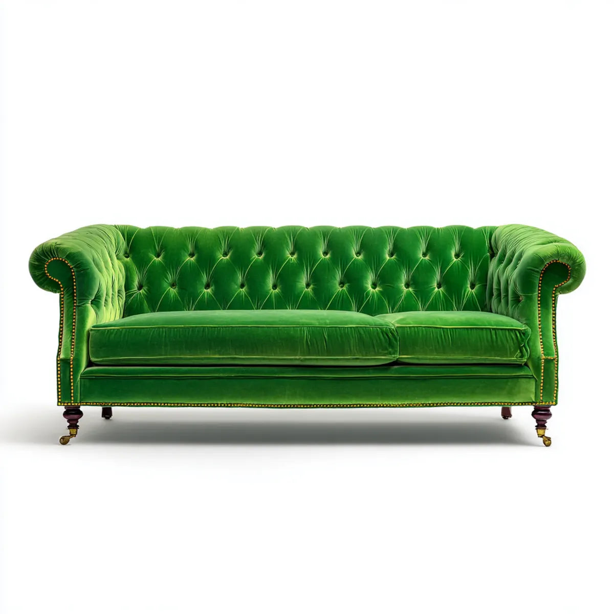 Sofa, Chesterfield sofa 2 zielone miejsca 170 x 90 x 75 cm w poliestrze z prostokątnym aksamitem efekt