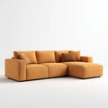 Sofa, Kanapa narożna z krzesełkiem z prawej strony pomarańczowego poliestru 250 x 160 x 85 cm do L
