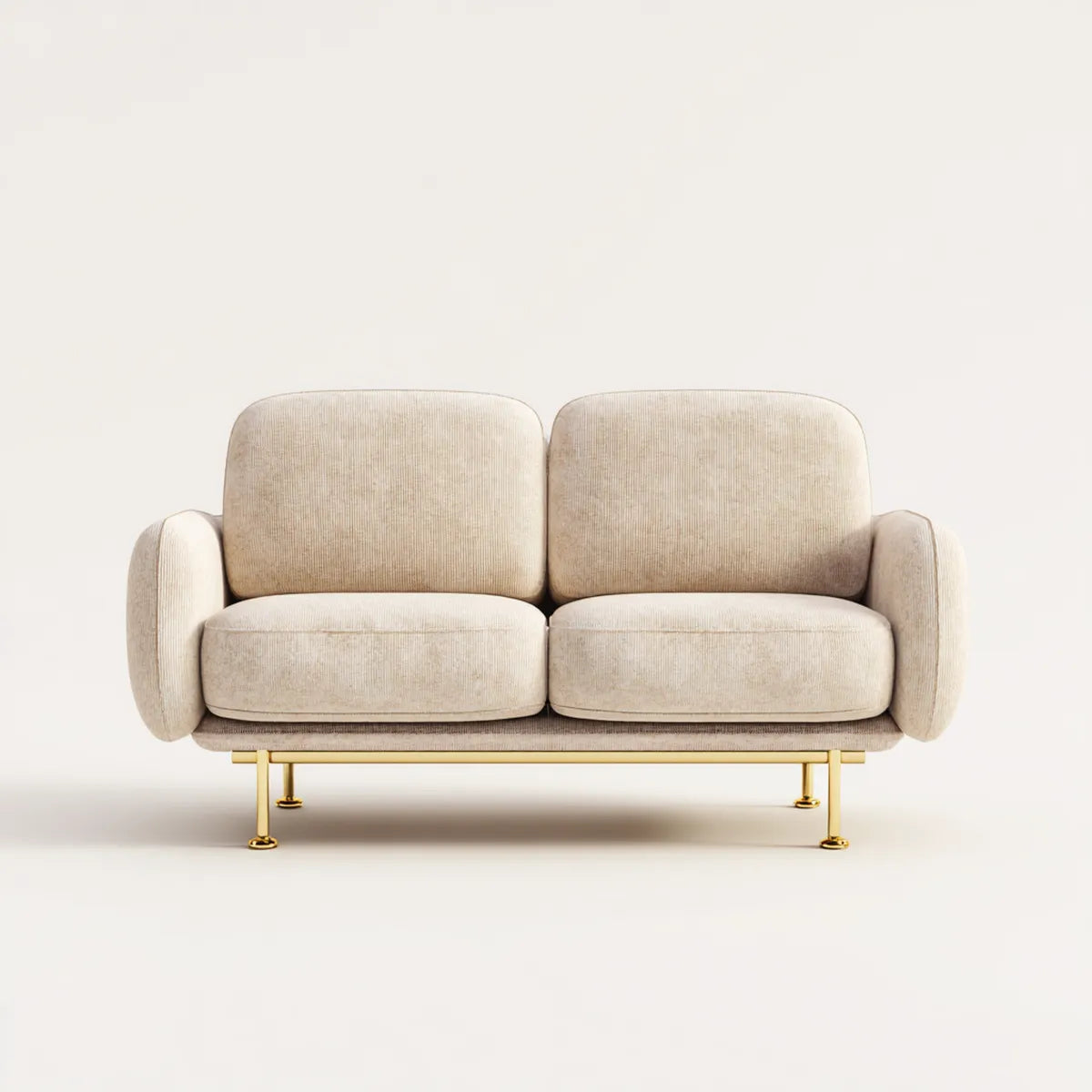 Sofa 2 beżowe poliestrowe, aksamitne fotele ze stalową strukturą 160 x 85 x 78 cm