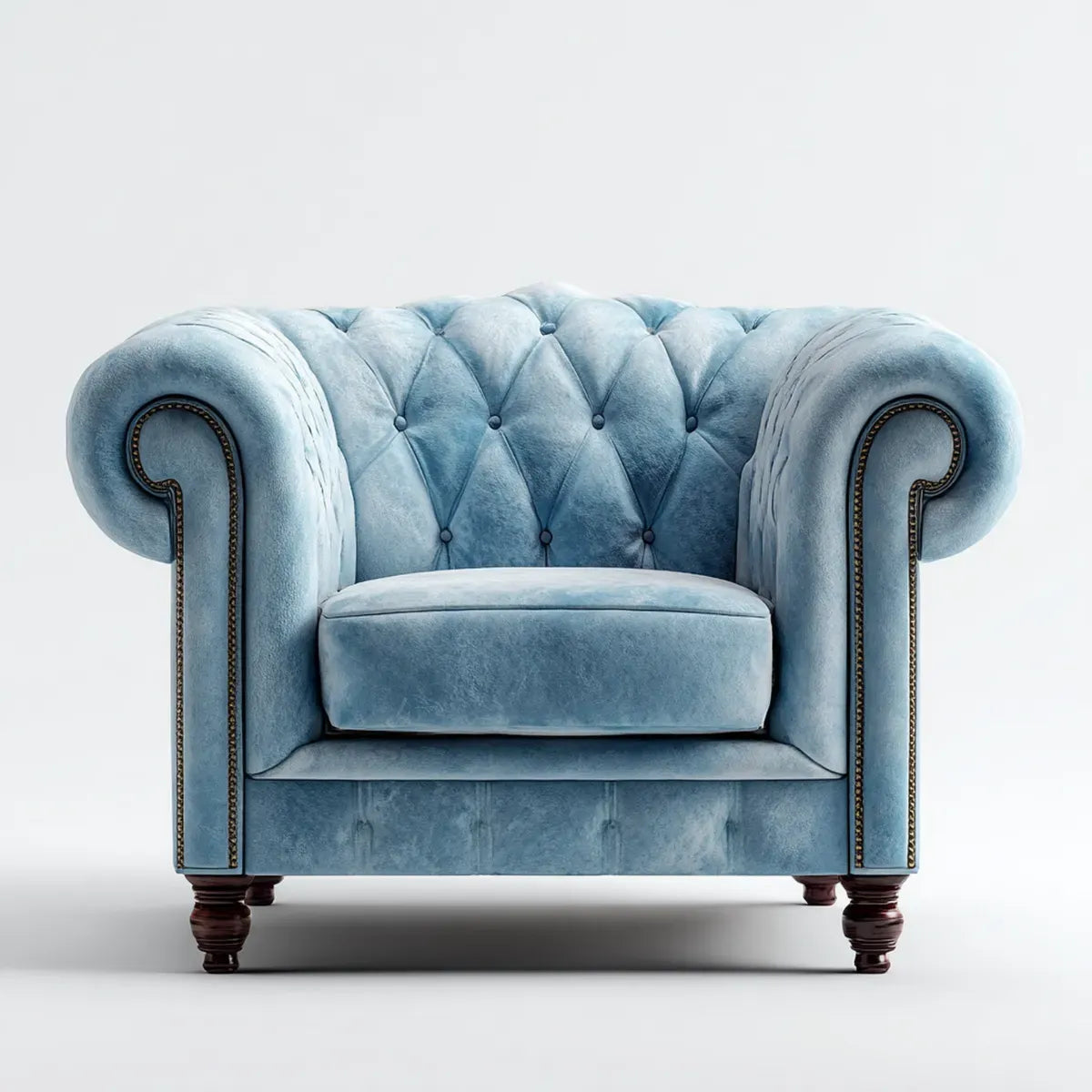 Fotel, Chesterfield fotel Jasnoniebieski 120 x 95 x 80 cm poliester aksamitny prostokątny