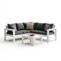 Sofa ogrodowa, Ogród Lounge zestaw narożnik Sofa Biała 4-osobowy lite drewno sosna kształt litery 140 x 140 x 67 cm z stolik kawowy 60 x 60 x 36 cm
