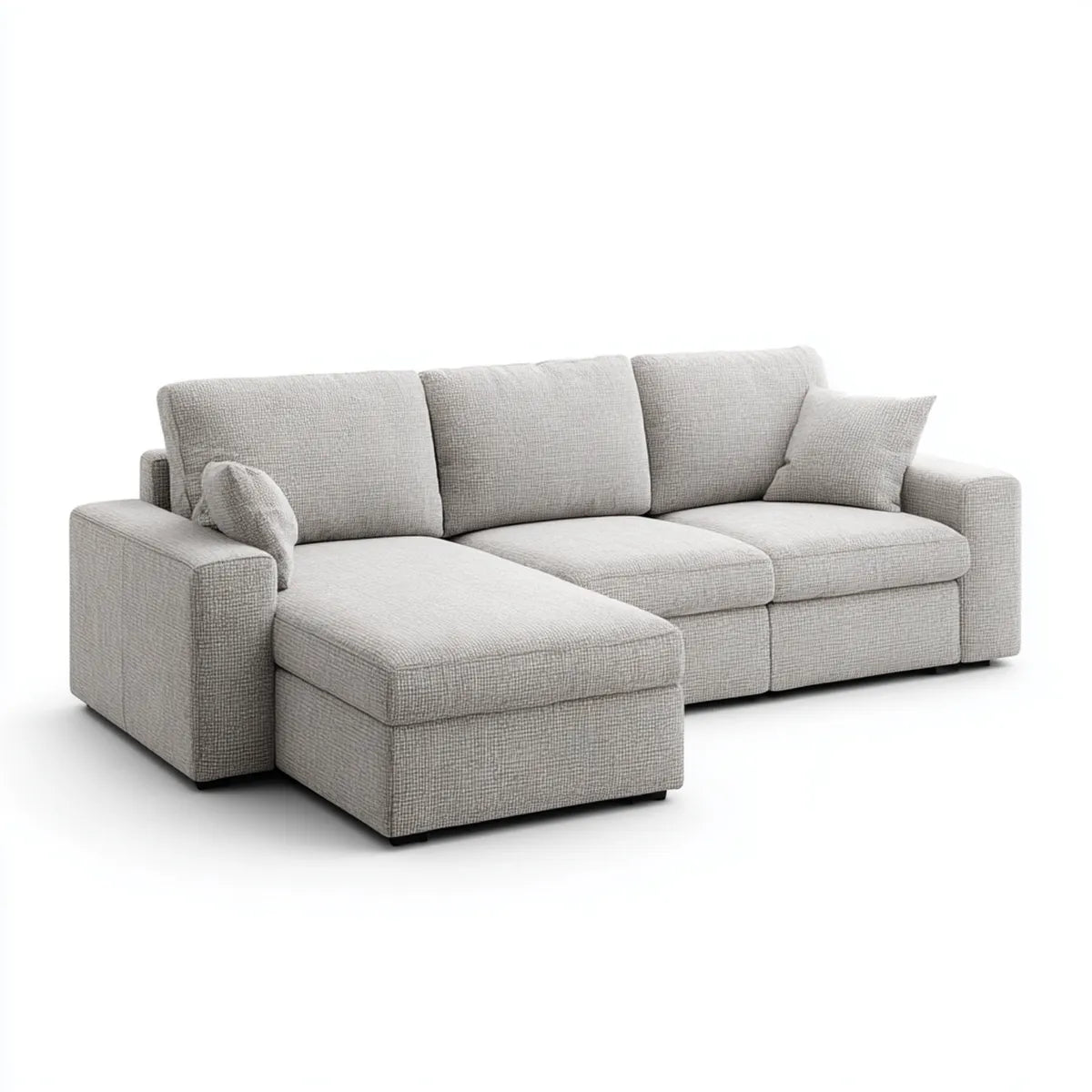 Sofa, narożna sofa z recyrem na lewym jasnym szarym 270 x 165 x 85 cm poliestrowy tkanina prostokątna