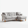 Sofa, Kanapa narożna z recyrem na prawym jasnoszarym 230 x 150 x 86 cm poliestrowy kształt L