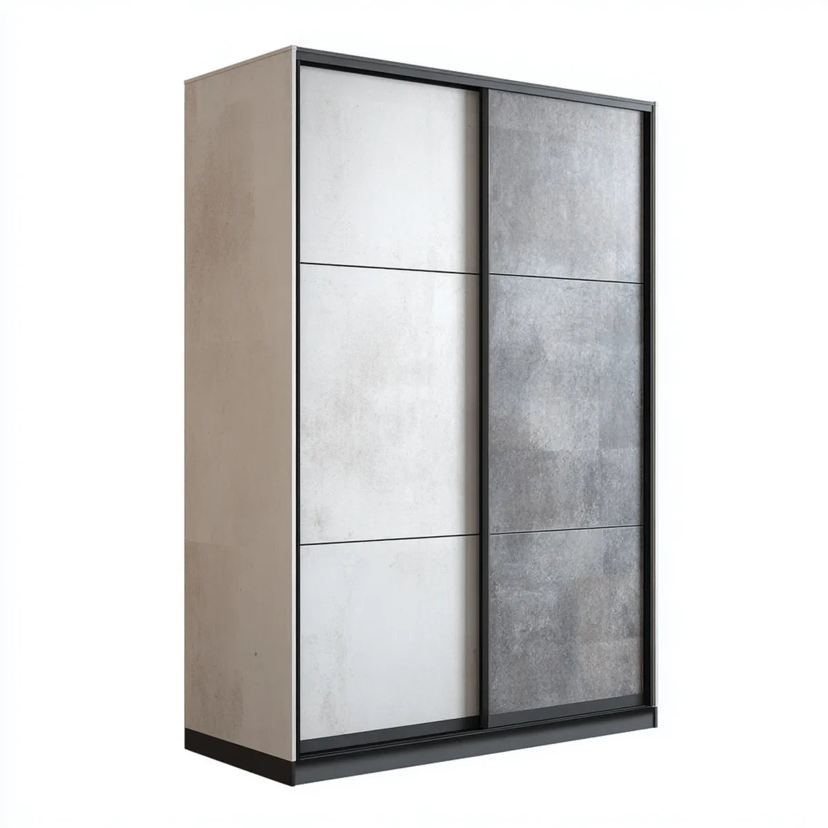 Szafa na drzwi pływające Szara biały 120 x 60 x 200 cm prostokątna płyta wiórowa